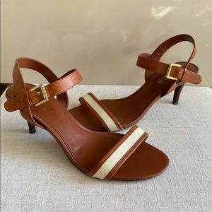 Vtg RALPH LAUREN Brown Open Toe Kitten Heels 7.5